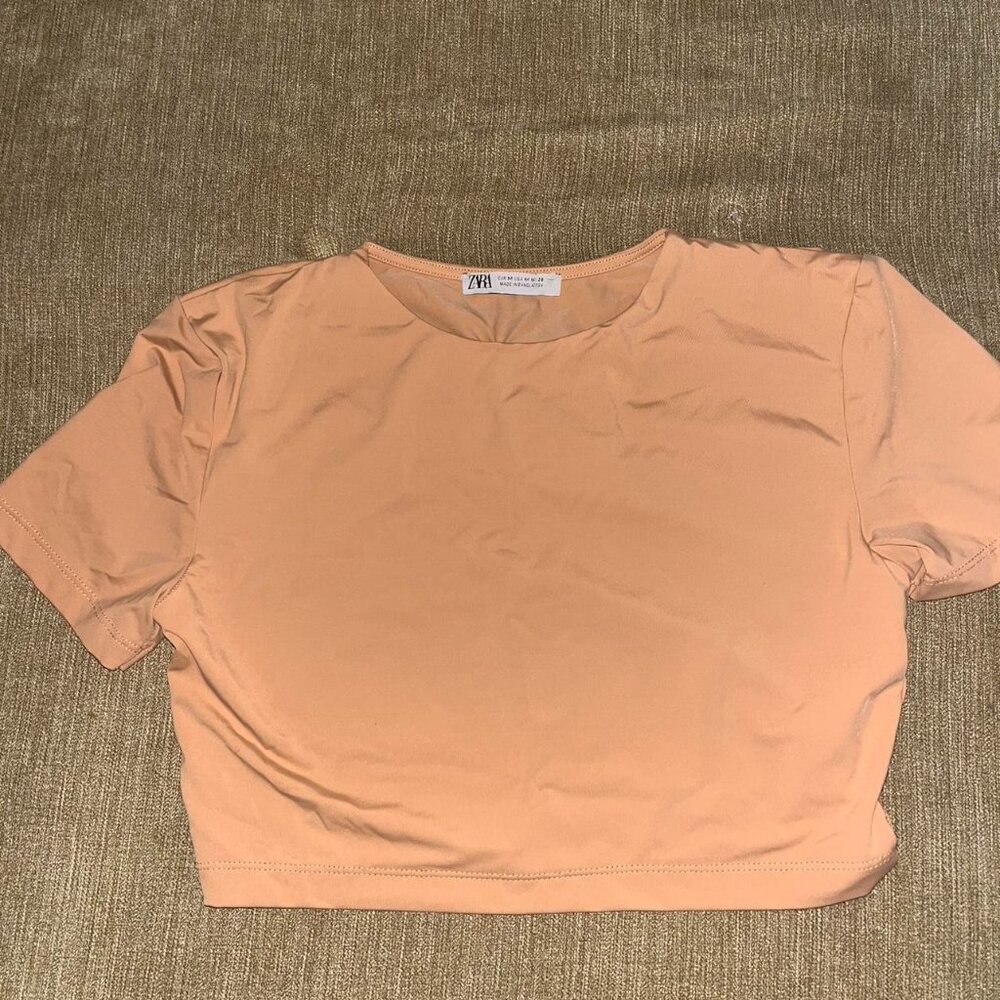 Tan Zara crop top #croptop